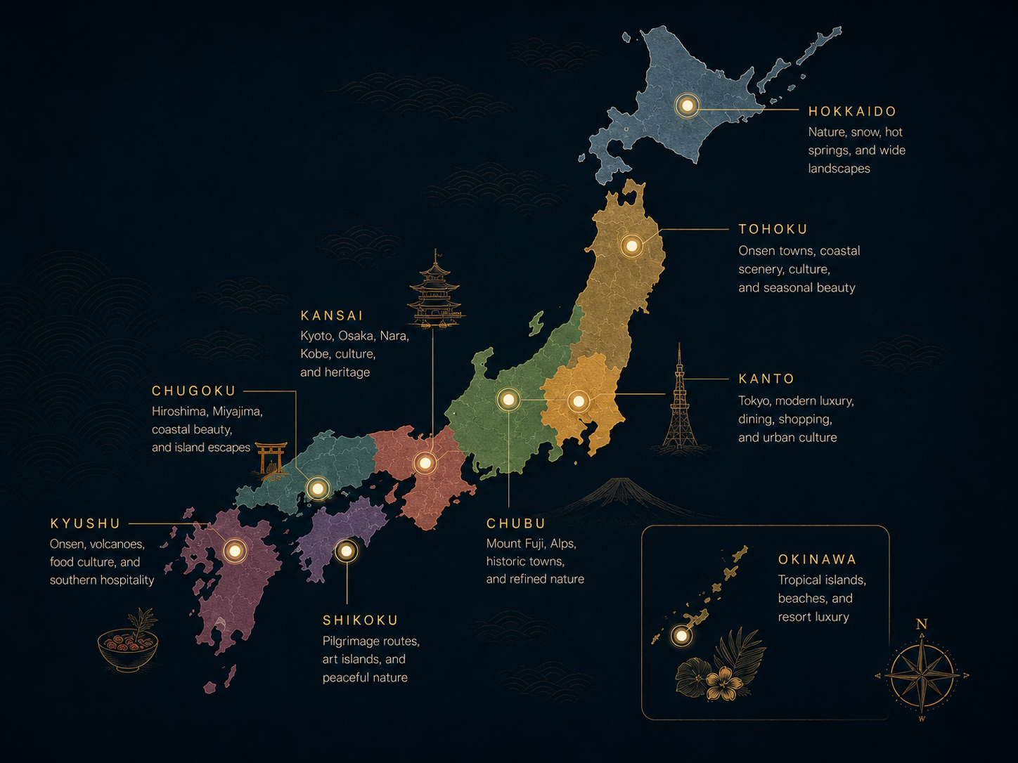 Interactive map of Japan's regions
